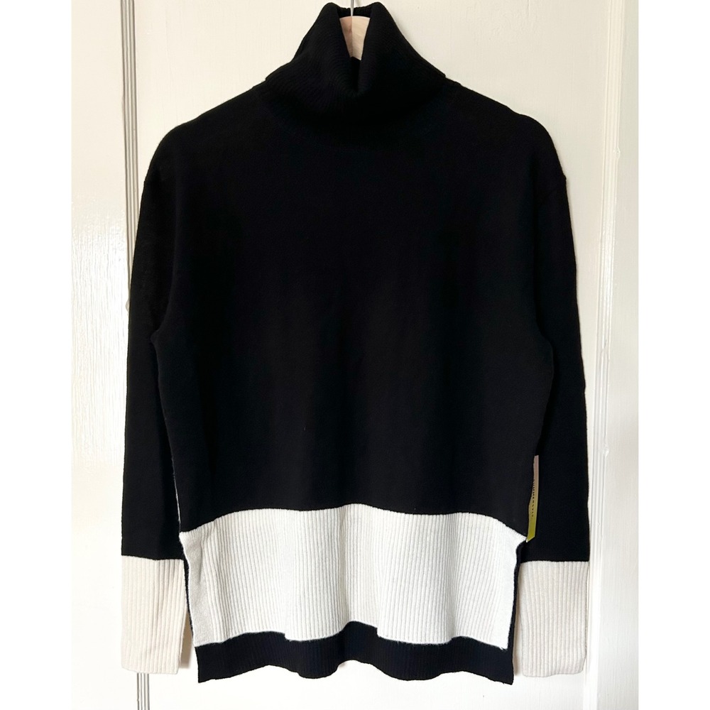 NWT Summersalt The Coziest Cashmere Blend Turtleneck Sea Urchin & White Sand XS
